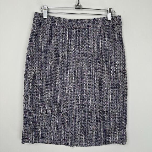 J. Crew Women's size 0 Timber Tweed Metallic Purple Pencil Skirt Office Preppy - Picture 1 of 10